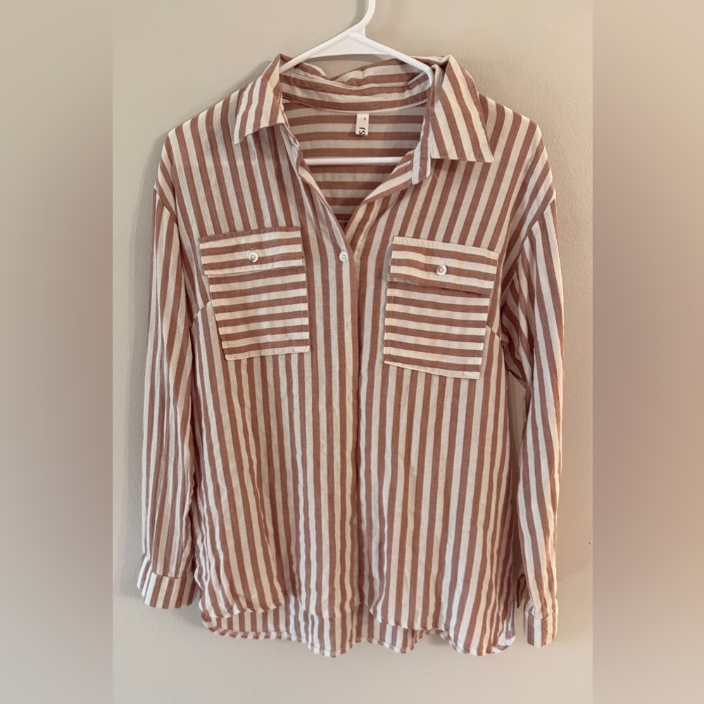 OMSJ Women's Striped Button Down Shirts. Size Medium
